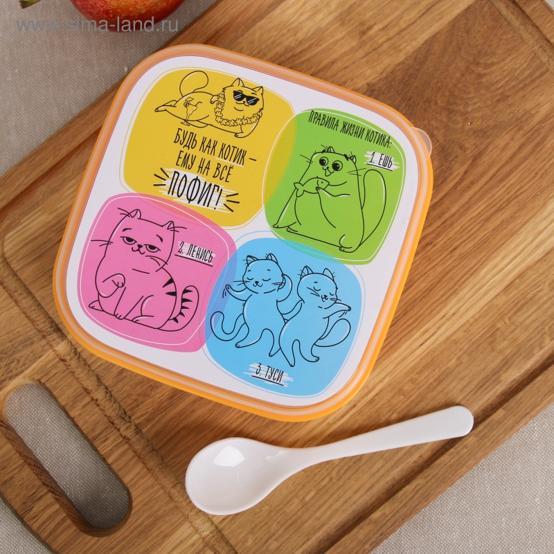 Ланч-бокс с ложкой Ланч-бокс с ложкой "Котики" 400мл