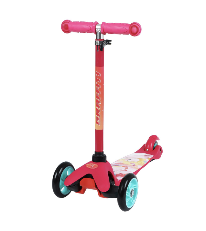Самокат GRAFFITI «Единорожки», колёса PU 110/75 мм, ABEC 7, цвет розовый