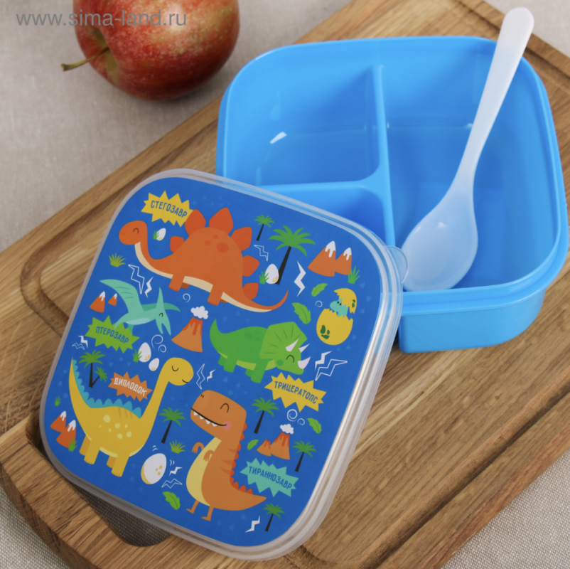 Ланч-бокс с ложкой Ланч-бокс с ложкой "Динозавр" 400мл