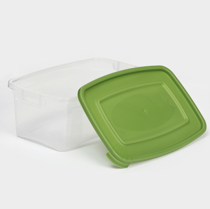 Набор контейнеров пищевых Доляна, 3 шт: 1 л, 18,5×12×7 см, прямоугольные, прозрачные, крышка зелёная Набор контейнеров пищевых Доляна, 3 шт: 1 л, 18,5×12×7 см, прямоугольные, прозрачные, крышка зелёная
