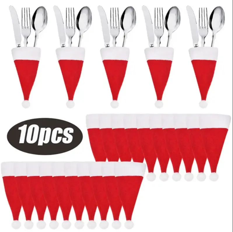 Конверты шапочки для столовых приборов Новый год 10 штук