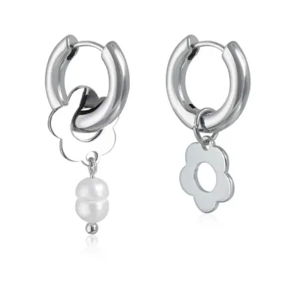 Серьги конго трансформеры с подвесами серебристые