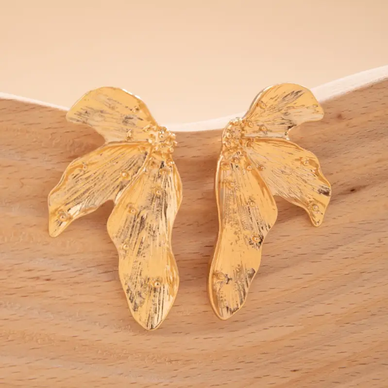 Серьги пусеты Цветы крупные золотистые