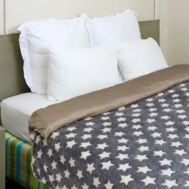 Плед велсофт серый со звёздами 160x200 cм