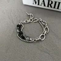 Браслет на руку из камней с цепочкой темный