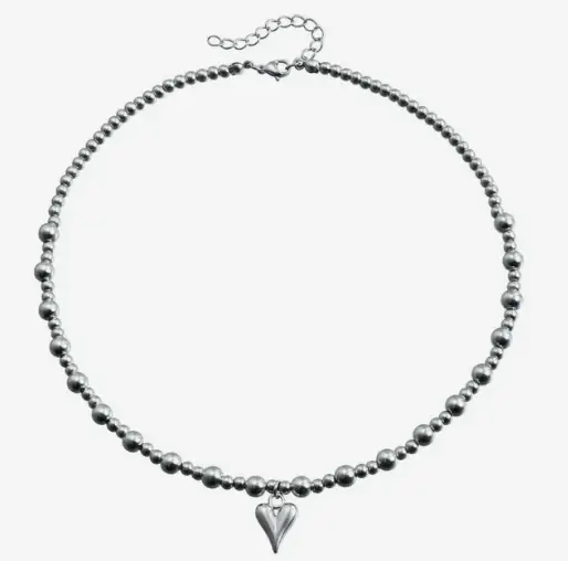 Чокер на шею Сердце серебристый