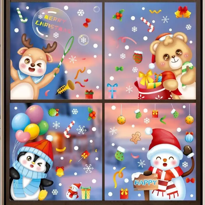 Наклейки на окно Новогодние набор малый