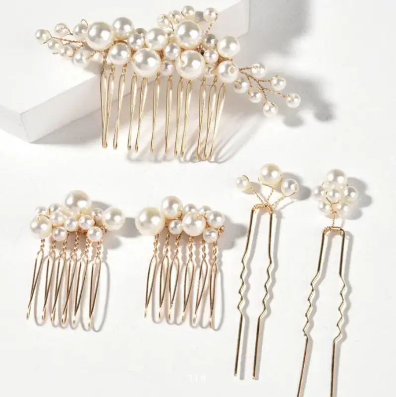 Гребень для волос свадебный с жемчужинами набор заколок