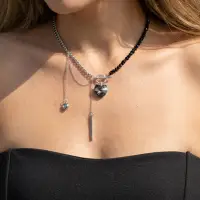 Чокер на шею с подвесками из бисера и цепочки