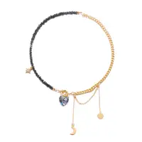 Чокер на шею с подвесками из бисера и цепочки