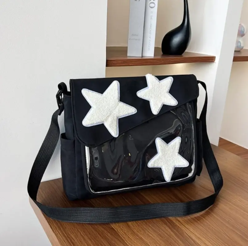 Сумка через плечо с прозрачным карманом черная Сумка через плечо с прозрачным карманом черная