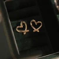 Серьги-гвоздики Сердца золотистые