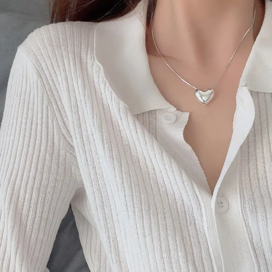 Подвеска Сердце на цепочке серебристая