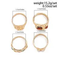 Набор колец с камнями золотистые 4 штуки