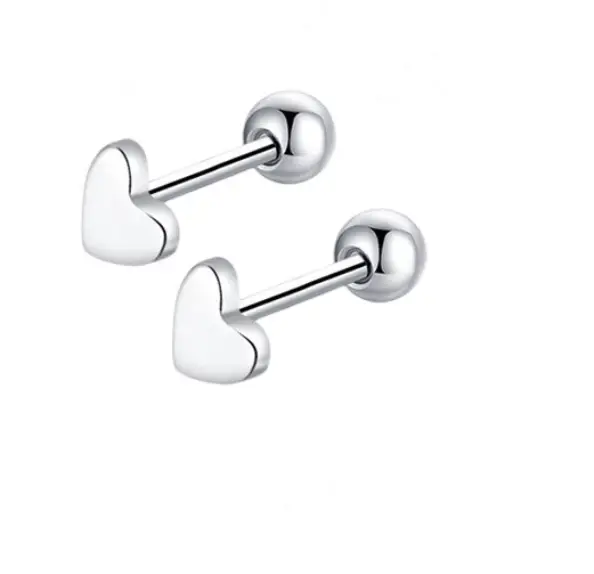 Серьги гвоздики Сердечки металл