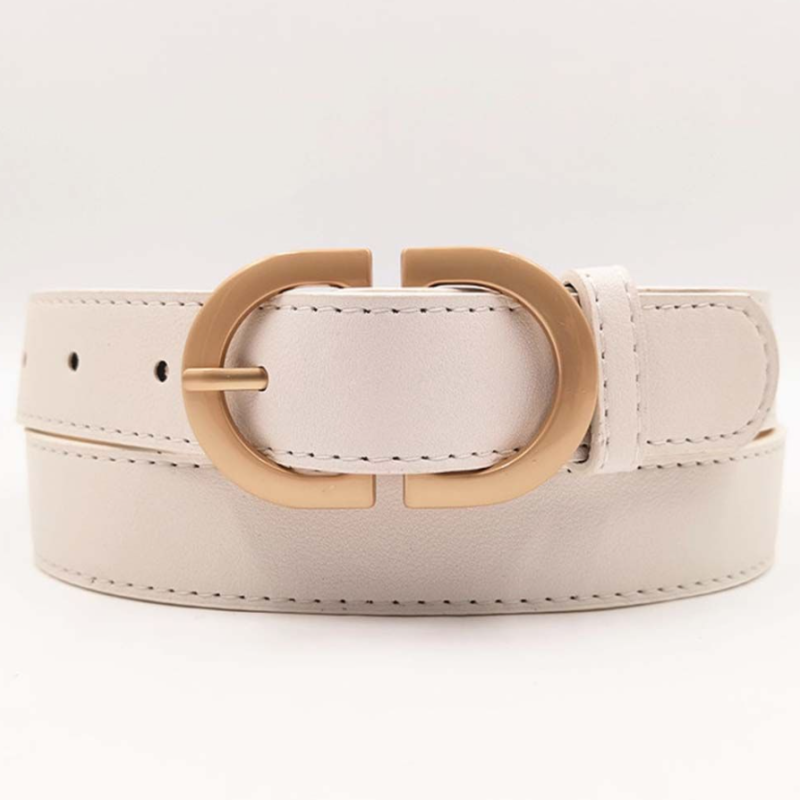 Ремень белый с золотой пряжкой 95 см