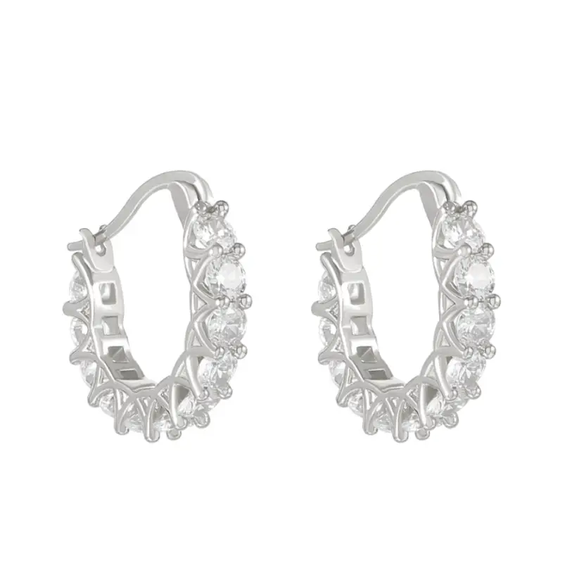 Серьги-кольца с кристаллами английская застежка