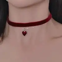 Чокер на шею бархатный с цепочкой Сердце черный