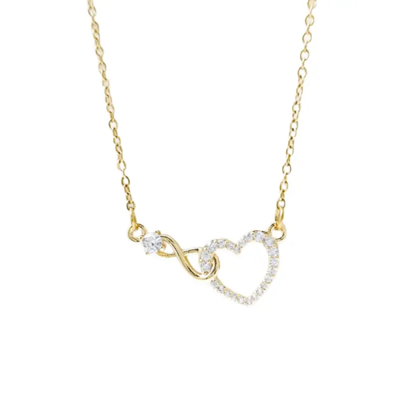 Подвеска Сердечко и бесконечность с кристаллами на цепочке