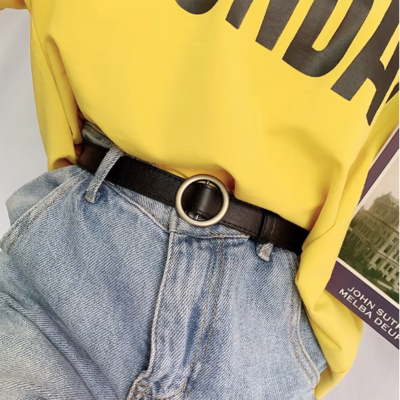 Ремень с круглой пряжкой 115 см