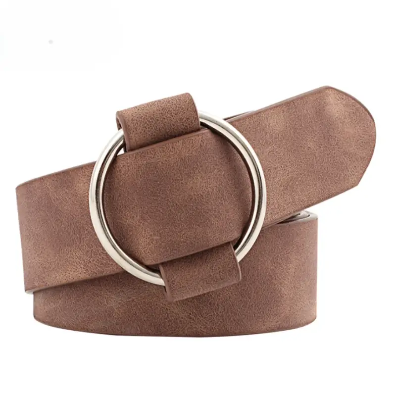 Ремень коричневый с круглой пряжкой 100см Ремень коричневый с круглой пряжкой 100см