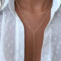 Цепочка на шею длинная с подвеской-цепочкой