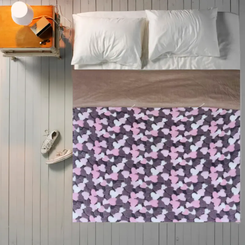 Плед велсофт с сердечками 160x200 cм