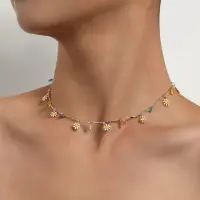 Чокер на шею с цветами с кристаллами