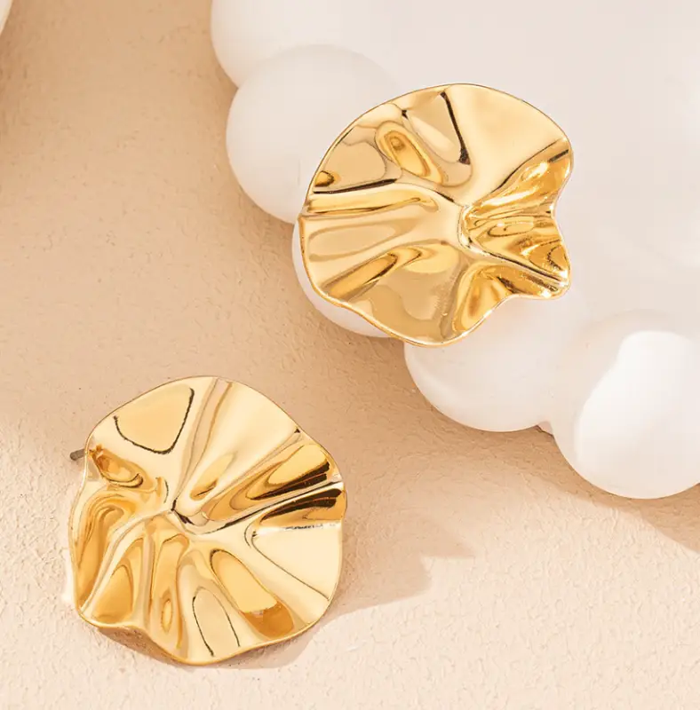 Серьги гвоздики круглые мятые