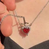 Кулон двойной Сердце и Меч на цепочках 2 шт