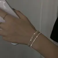 Браслет двухслойный с кристаллами серебристый