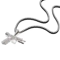 Подвеска Пистолет с кристаллами на цепочке 60 см