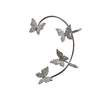 Серьга-кафф Бабочки серебристая