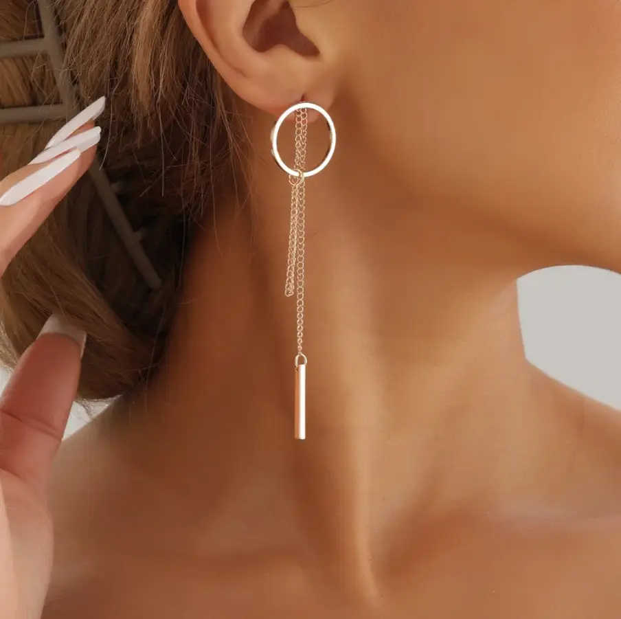 Серьги женские с цепочкой золотистые