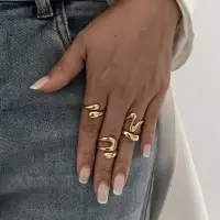 Набор колец Форма бижутерия золотистые 4 штуки