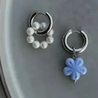 Серьги конго трансформеры Цветок с жемчугом