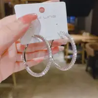 Серьги кольца с кристаллами 4,8 см