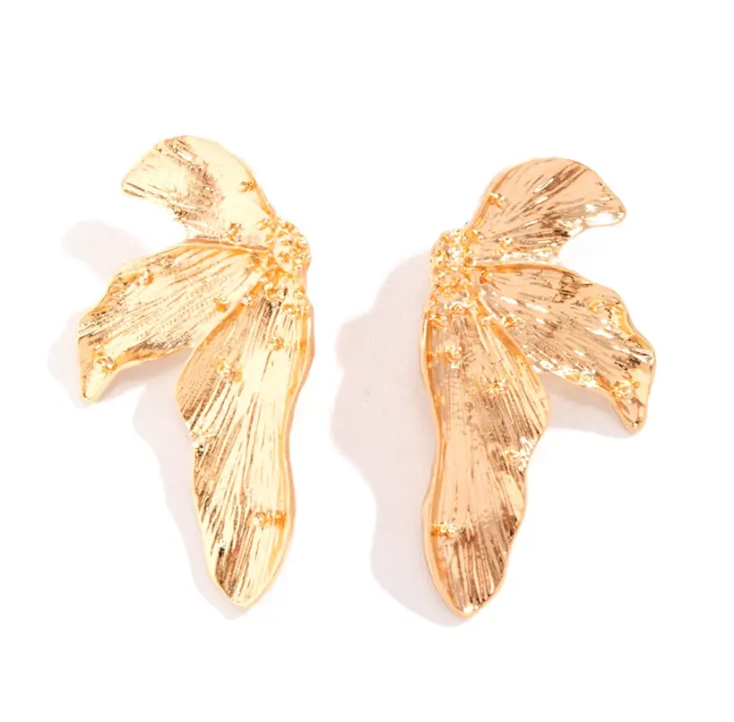 Серьги пусеты Цветы крупные золотистые