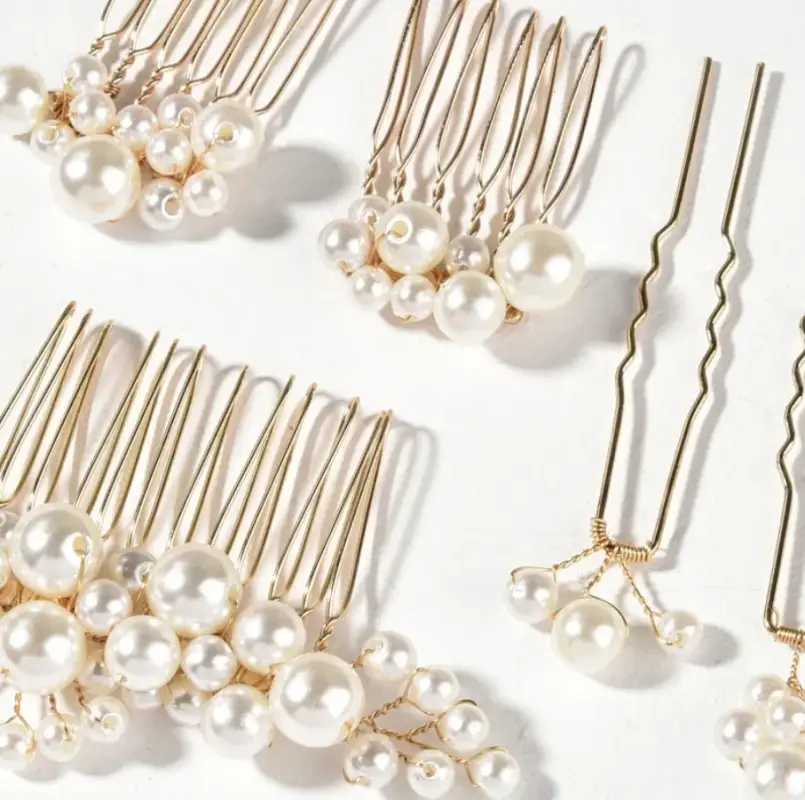 Гребень для волос свадебный с жемчужинами набор заколок