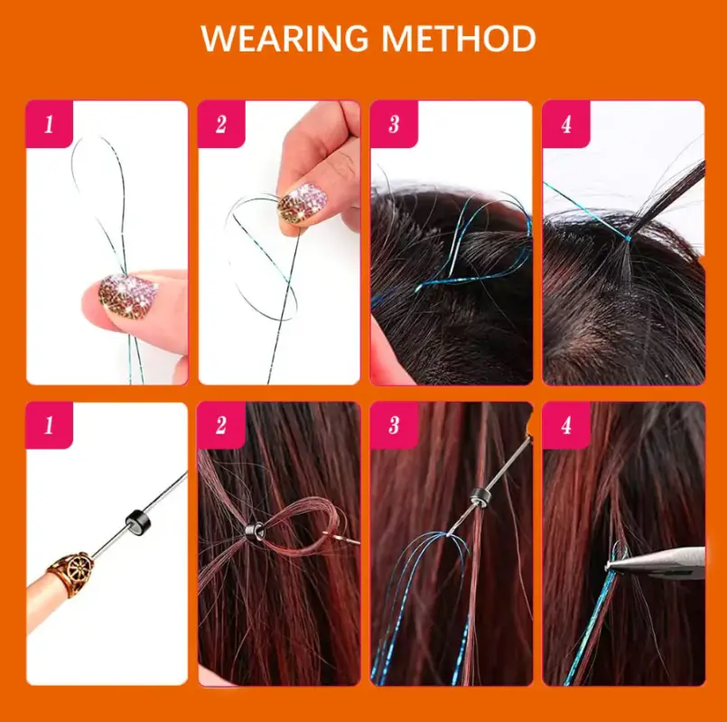 Блестящие нити для волос светлые 100 штук