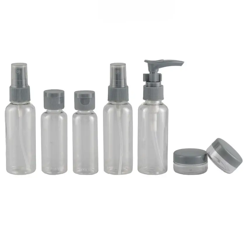 Дорожный набор флаконов 7 штук серые Дорожный набор флаконов 7 штук серые