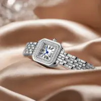 Часы женские наручные со стразами кварцевые серебристые