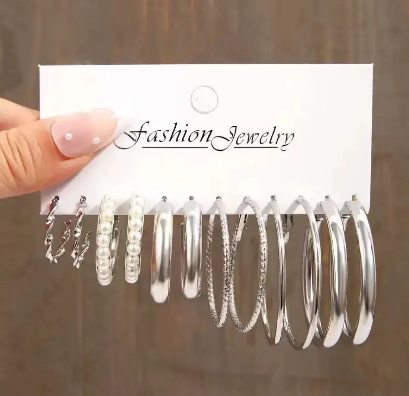 Набор Серьги-кольца светлые 6 пар