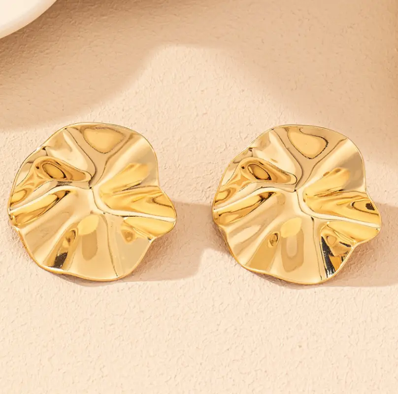 Серьги гвоздики круглые мятые