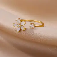 Кольцо на фалангу Цветок с камнями и кристаллом