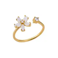 Кольцо на фалангу Цветок с камнями и кристаллом