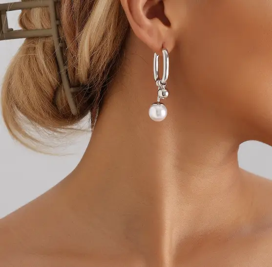 Серьги трансформеры овальные с жемчужинами