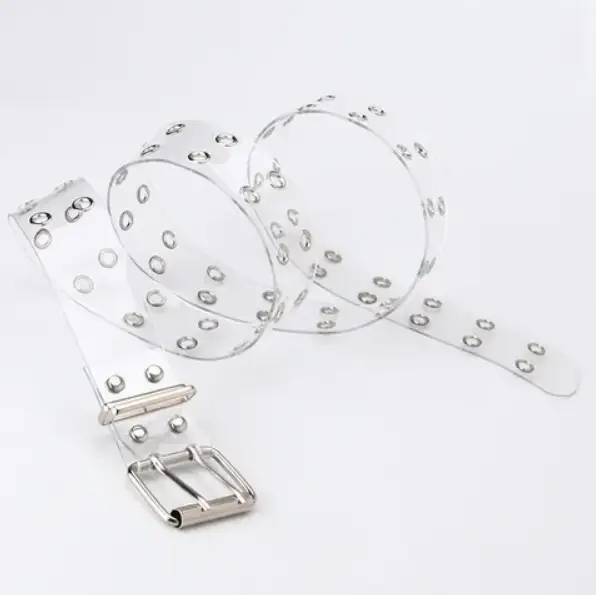 Ремень прозрачный с серебряной пряжкой 110 см