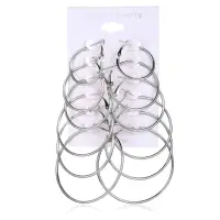 Набор Серьги кольца 6 штук светлые 2.5 - 6 см