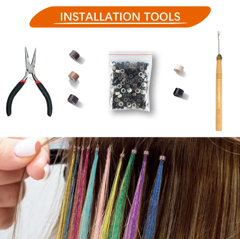 Блестящие нити для волос светлые 100 штук